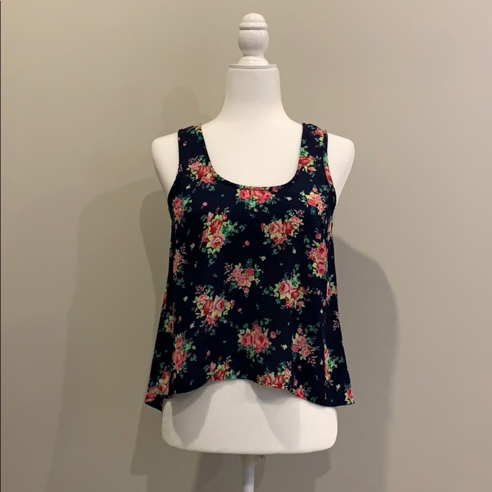 Charlotte Russe floral criss cross blouse tank